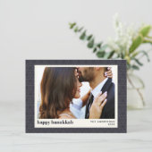 Moderne Hanukkah ster patroon donkerblauw twee fot Feestdagenkaart (Staand voorkant)