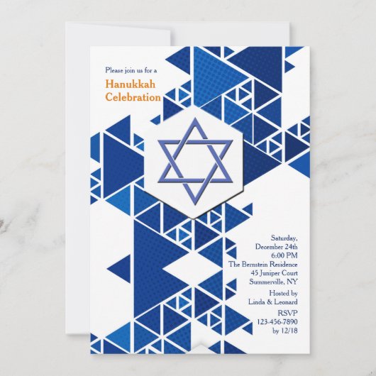 Moderne Hanukkah uitnodiging (Voorkant)