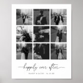 Moderne 'Happily Ever After 9 Foto Collage' Trouwd Poster (Voorkant)
