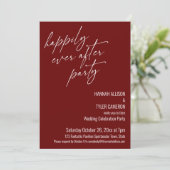 Moderne Happily Ever After Feest Bordeaux Ontvangs Kaart (Staand voorkant)