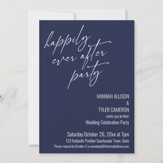 Moderne Happily Ever After-feest Marine Ontvangst Kaart (Voorkant)