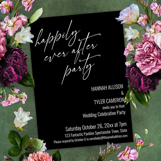 Moderne Happily Ever After Feest Zwarte Ontvangst Kaart