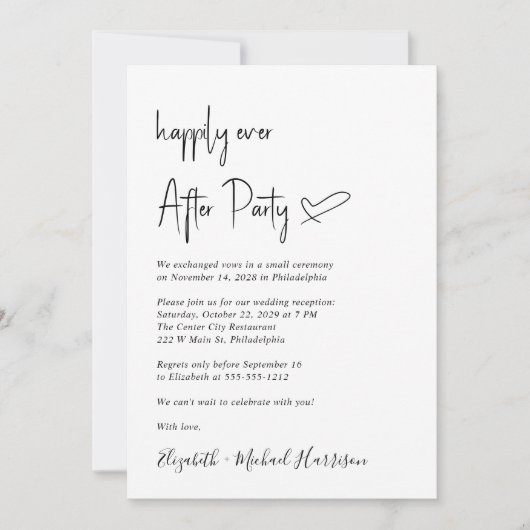 Moderne Happily Ever After Foto Bruiloftsreceptie Aankondiging (Voorkant)