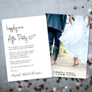 Moderne Happily Ever After Foto Bruiloftsreceptie Aankondiging