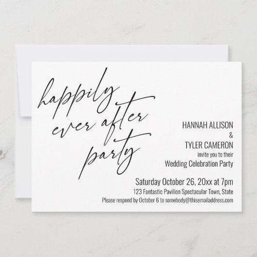 Moderne 'Happily Ever After Party' bruiloftsrecept Kaart (Voorkant)