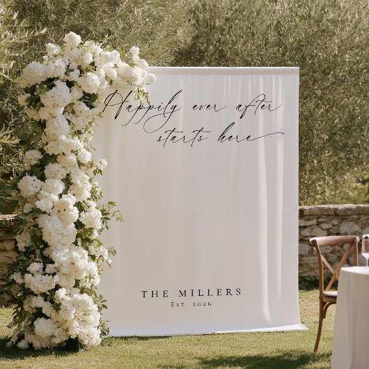 Moderne 'Happily Ever After' Trouwachtergrond Wandkleed