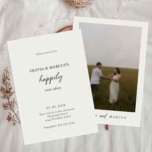 Moderne Happily Ever After Trouwdag Kaart
