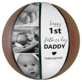 Moderne Happy 1st Fathers Day Photo Collage Basketbal (Verticaal)