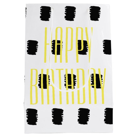Moderne Happy Birthday Gift Bag Medium Cadeauzakje (Achterkant)