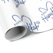 Moderne Happy Chanoeka Typografie Hart Cadeaupapier (Rol Hoek)