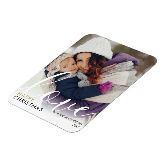 Moderne Happy Christmas Foto Script Liefde Chic Magneet (Linkerzijde)
