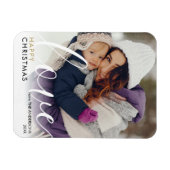 Moderne Happy Christmas Foto Script Love Chic Magneet (Horizontaal)