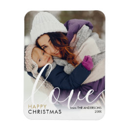 Moderne Happy Christmas Foto Script Love Chic Magneet
