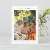 Moderne Happy Dewali Family-fotokaart Feestdagenkaart (Staand voorkant)