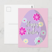 Moderne Happy Easter Egg Illustratie met bloemen Briefkaart (Voorkant / Achterkant)