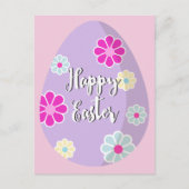 Moderne Happy Easter Egg Illustratie met bloemen Briefkaart (Voorkant)