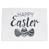 Moderne, Happy Easter Eggs Black White Cute Groot Cadeauzakje (Voorkant)