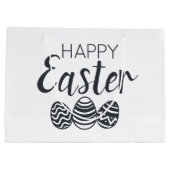 Moderne, Happy Easter Eggs Black White Cute Groot Cadeauzakje (Achterkant)