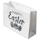 Moderne, Happy Easter Eggs Black White Cute Groot Cadeauzakje (Achterkant Gekanteld)
