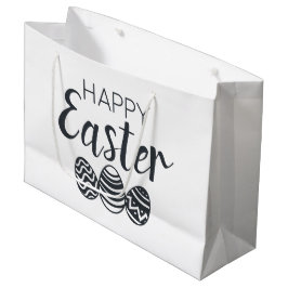 Moderne, Happy Easter Eggs Black White Cute Groot Cadeauzakje