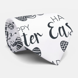 Moderne, Happy Easter Eggs Black White Cute Stropdas