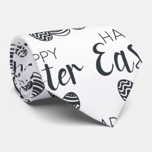 Moderne, Happy Easter Eggs Black White Cute Stropdas