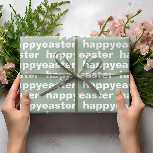 Moderne Happy Easter Green en White Easter Wrappi Cadeaupapier