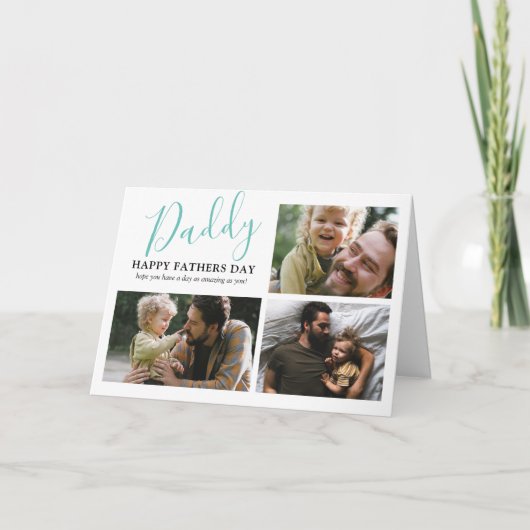 Moderne Happy Fathers Day Photo Collage Kaart (Voorkant)