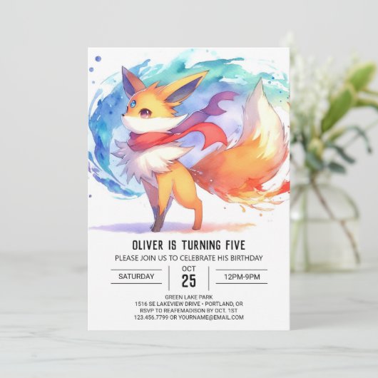 Moderne Happy Fox Verjaardag Kaart (Staand voorkant)