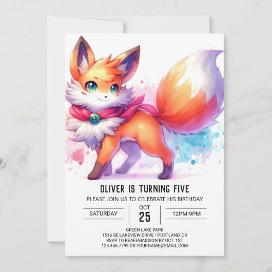 Moderne Happy Fox Verjaardag Kaart (Voorkant)