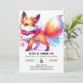 Moderne Happy Fox Verjaardag Kaart (Staand voorkant)
