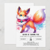 Moderne Happy Fox Verjaardag Kaart (Voorkant / Achterkant)