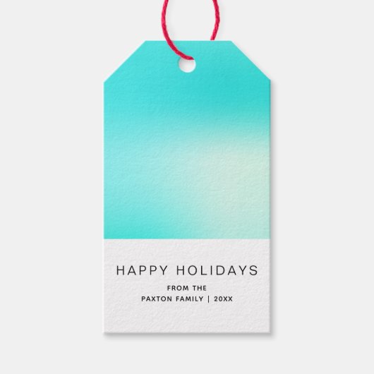 Moderne Happy Holiday Aqua Blue Cadeaulabel (Voorkant)