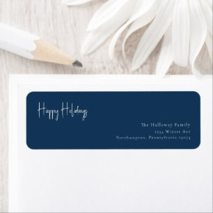 Moderne Happy Holiday Blue Return-adresenvelop Etiket