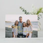 Moderne Happy Holidays Script Minimaal 1 Foto Folie Feestdagenkaart (Staand Voorkant)