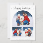 Moderne Happy Howholidays Kersthond Arch 3 Foto Feestdagenkaart (Voorkant)