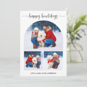 Moderne Happy Howholidays Kersthond Arch 3 Foto Feestdagenkaart (Staand voorkant)