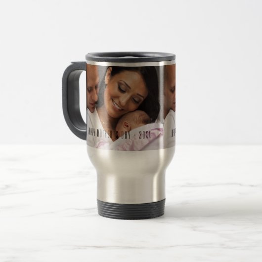 Moderne Happy Moederdag Photo Travel Mug Reisbeker (Voorkant links)
