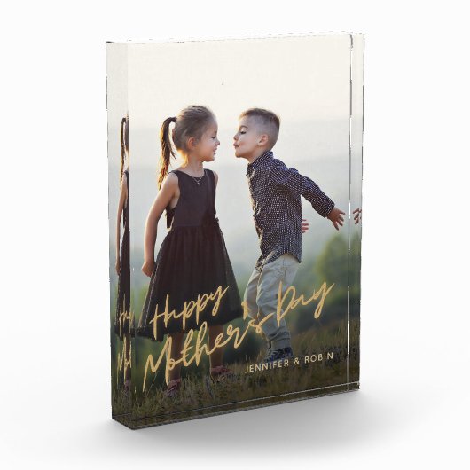 Moderne Happy Mothers Day Custom Photo Block Fotoblokken (Links)