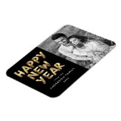 Moderne Happy New Year Black en Gold Photo Magneet (Linkerzijde)
