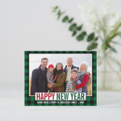 Moderne Happy New Year Foto Green Pset Briefkaart (Staand voorkant)