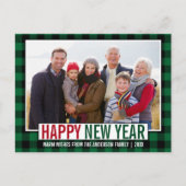 Moderne Happy New Year Foto Green Pset Briefkaart (Voorkant)