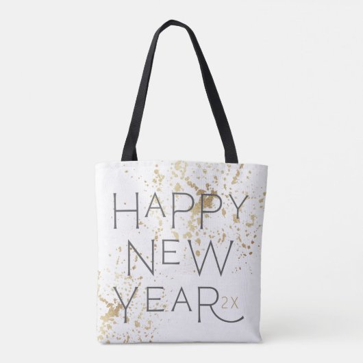 Moderne Happy New Year, grijs handgeschreven aange Tote Bag (Achterkant)