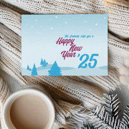Moderne Happy New Year-vlakke kaart zonder foto