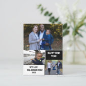 Moderne Happy Nieuwjaar 3 Foto Collage Briefkaart (Staand voorkant)
