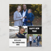 Moderne Happy Nieuwjaar 3 Foto Collage Briefkaart (Voorkant)