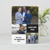 Moderne Happy Nieuwjaar 3 Foto Collage Feestdagenkaart (Staand voorkant)