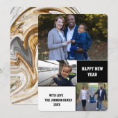 Moderne Happy Nieuwjaar 3 Foto Collage Feestdagenkaart (Voorkant / Achterkant)