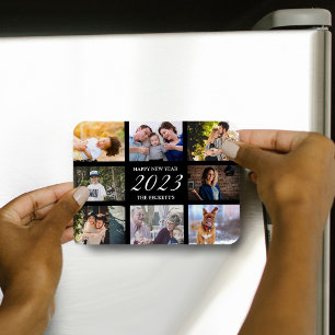 Moderne Happy Nieuwjaar 8 Foto Collage Magneet