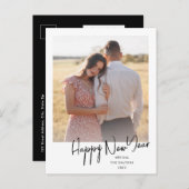 Moderne, Happy Nieuwjaar Eenvoudige scriptfoto Feestdagenkaart (Voorkant / Achterkant)